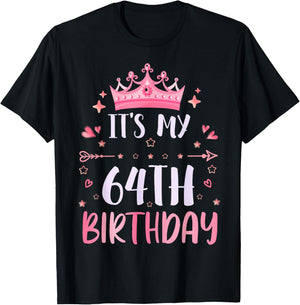 Happy It's My 64th Birthday 64 Years Old Men Women T-Shirt - T-Shirt | Black