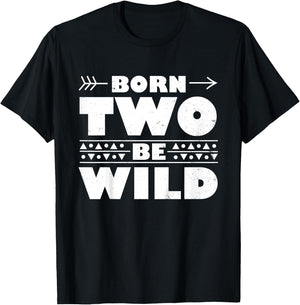 Born Two Be Wild Toddler Girl Birthday Shirt 2 Year Kid Gift T-Shirt - T-Shirt | Black