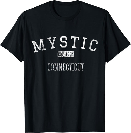 Mystic Connecticut CT Vintage T-Shirt - T-Shirt | Black