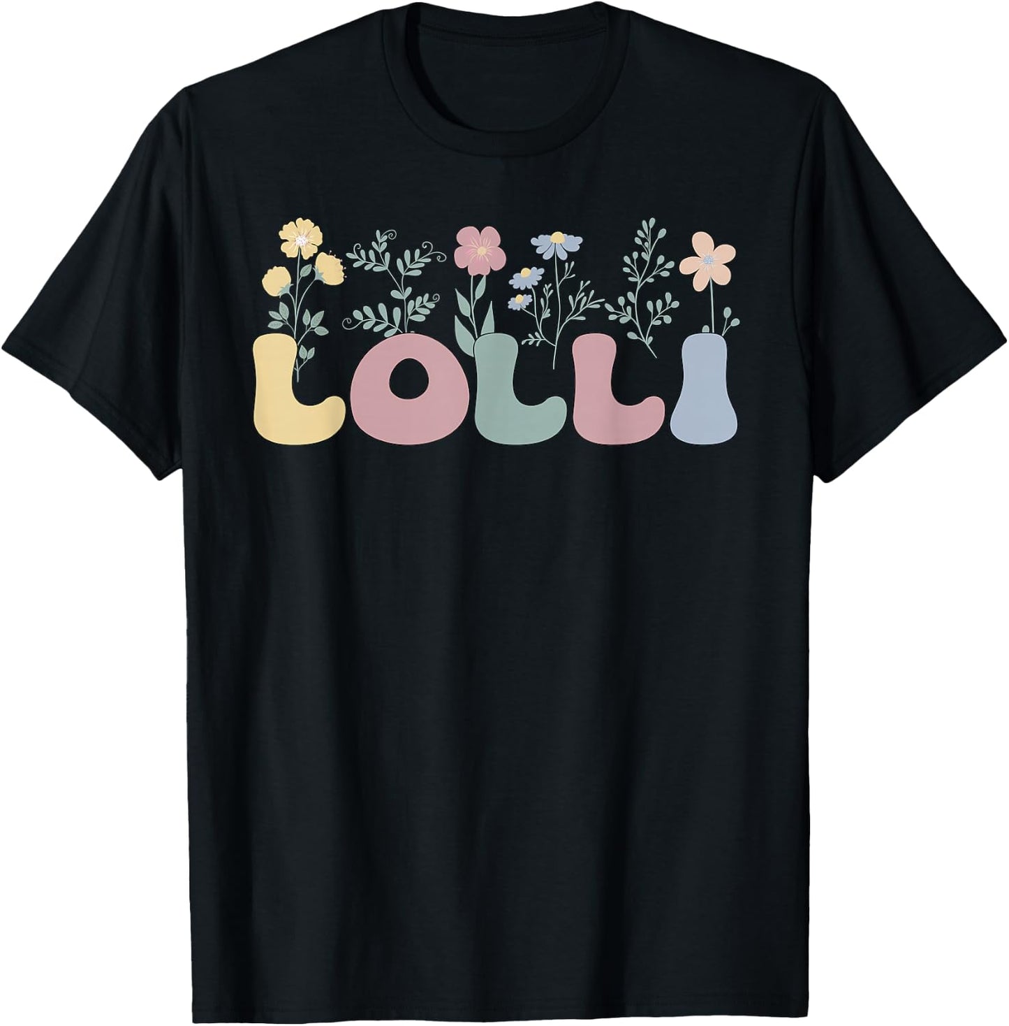 Groovy Lolli Grandmother Flowers Lolli Grandma T-Shirt - T-Shirt | Black
