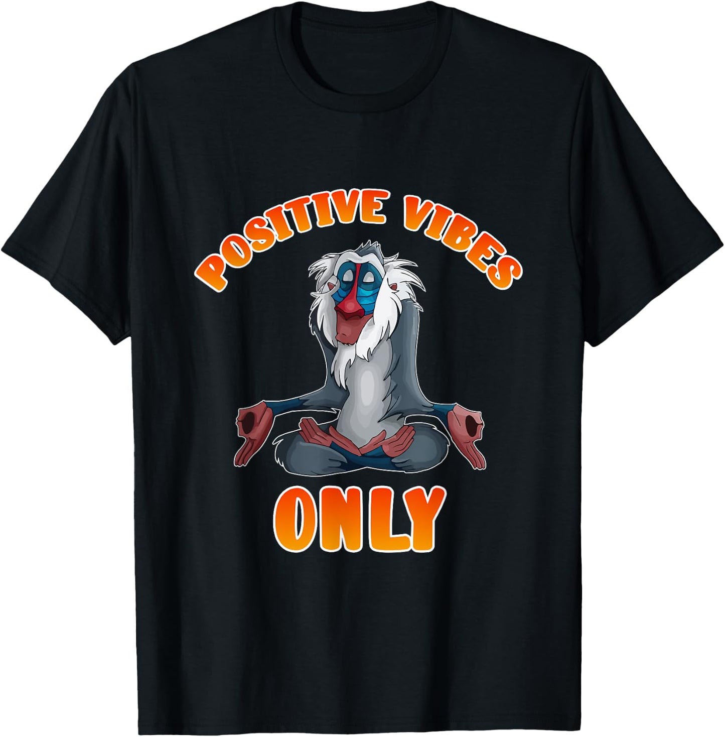 Positive Vibes Monkey Namaste Meditation Zen T-Shirt - T-Shirt | Black
