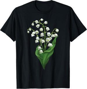 White Lily Of The Valley Spring Flower Watercolor T-Shirt - T-Shirt | Black