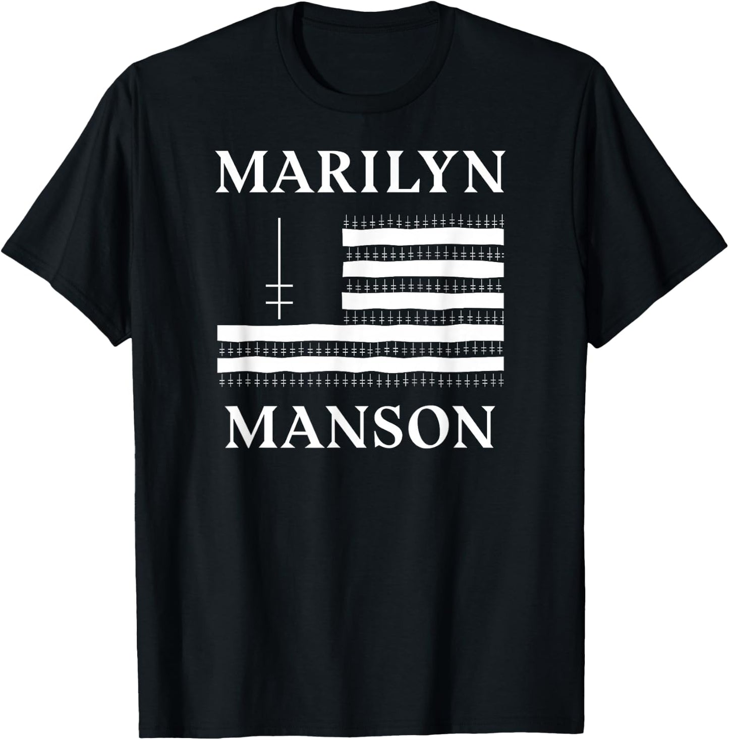 Marilyn Manson – Flag and Logo T-Shirt - T-Shirt | Black