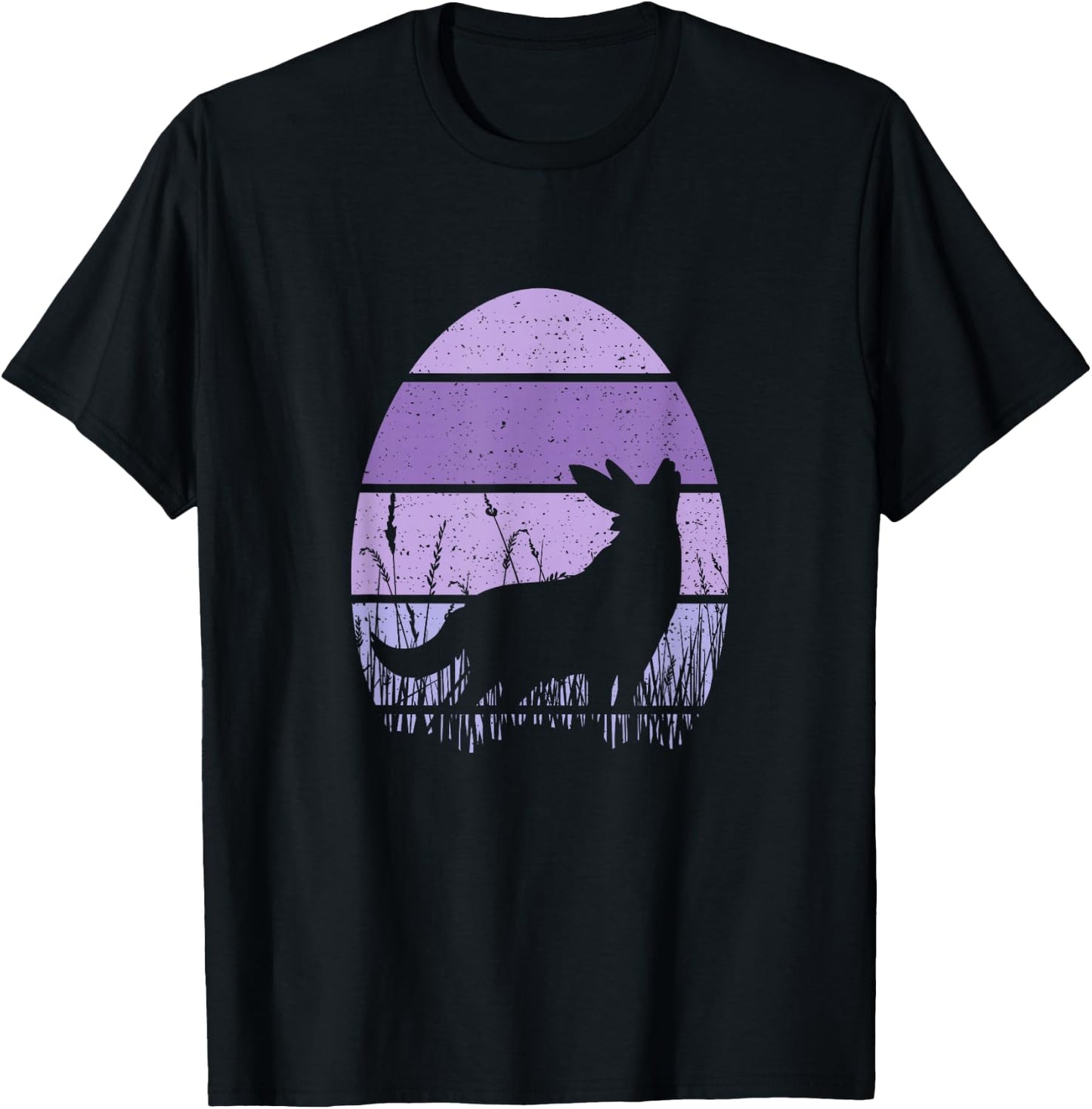 Easter Bunny Wolf Egg Purple Vintage Retro Love Wolves T-Shirt - T-Shirt | Black