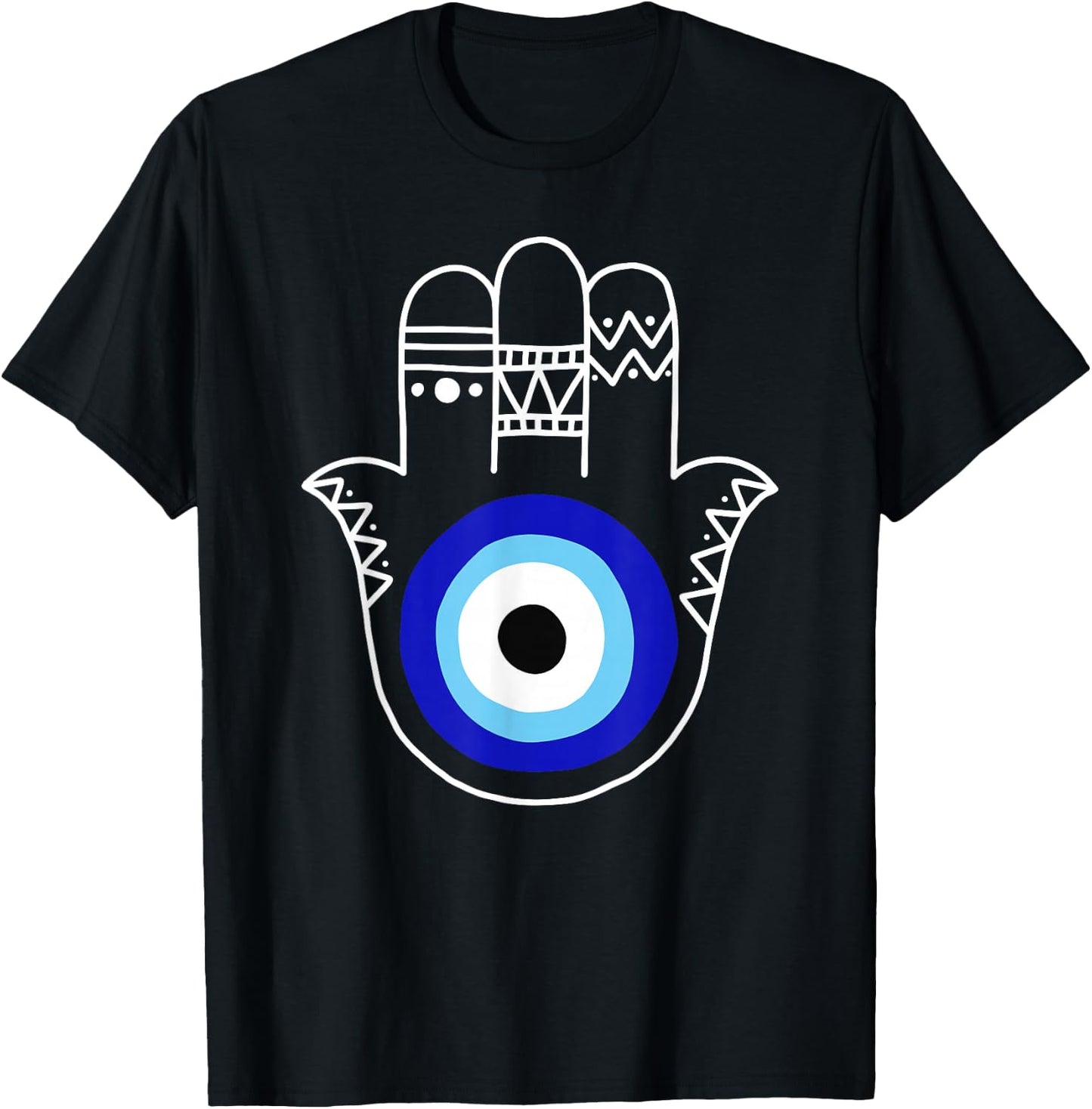Hand of Hamsa Evil Eye Curse Protection Nazar Mati Evil Eye T-Shirt - T-Shirt | Black