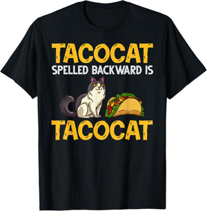 Tacocat Spelled Backwards Taco Cat Kitten T-Shirt - T-Shirt | Black