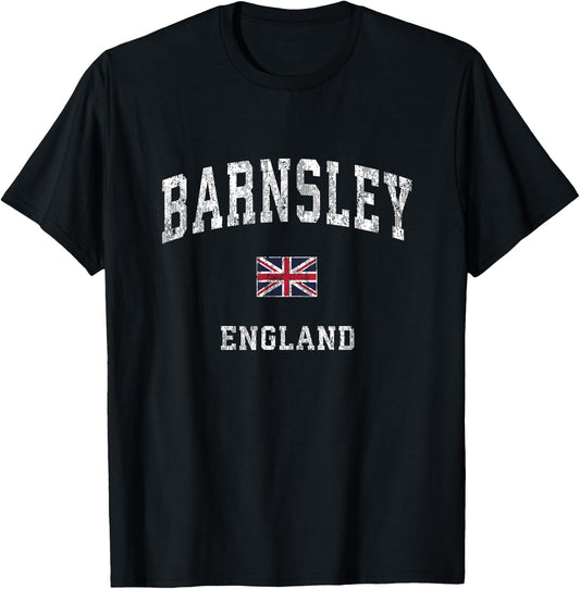 Barnsley England Vintage Athletic Sports Design T-Shirt - T-Shirt | Black