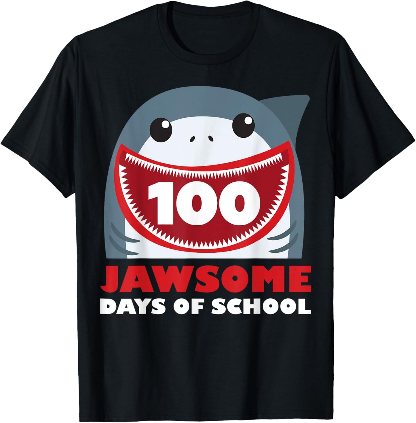 Jawsome Shark 100 Days Of School Shirt Teacher Boy Girl Gift T-Shirt - T-Shirt | Black