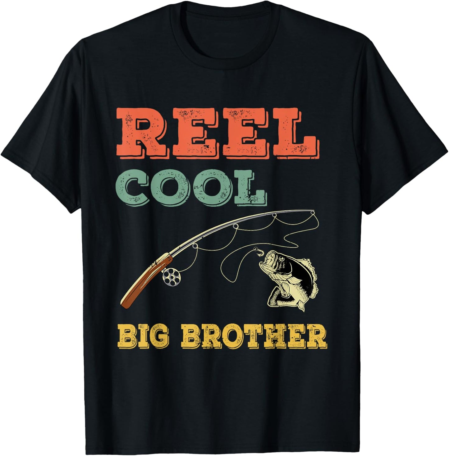 Reel Cool Big Brothers Gift Older Brother Boys Fishing Gift T-Shirt - T-Shirt | Black