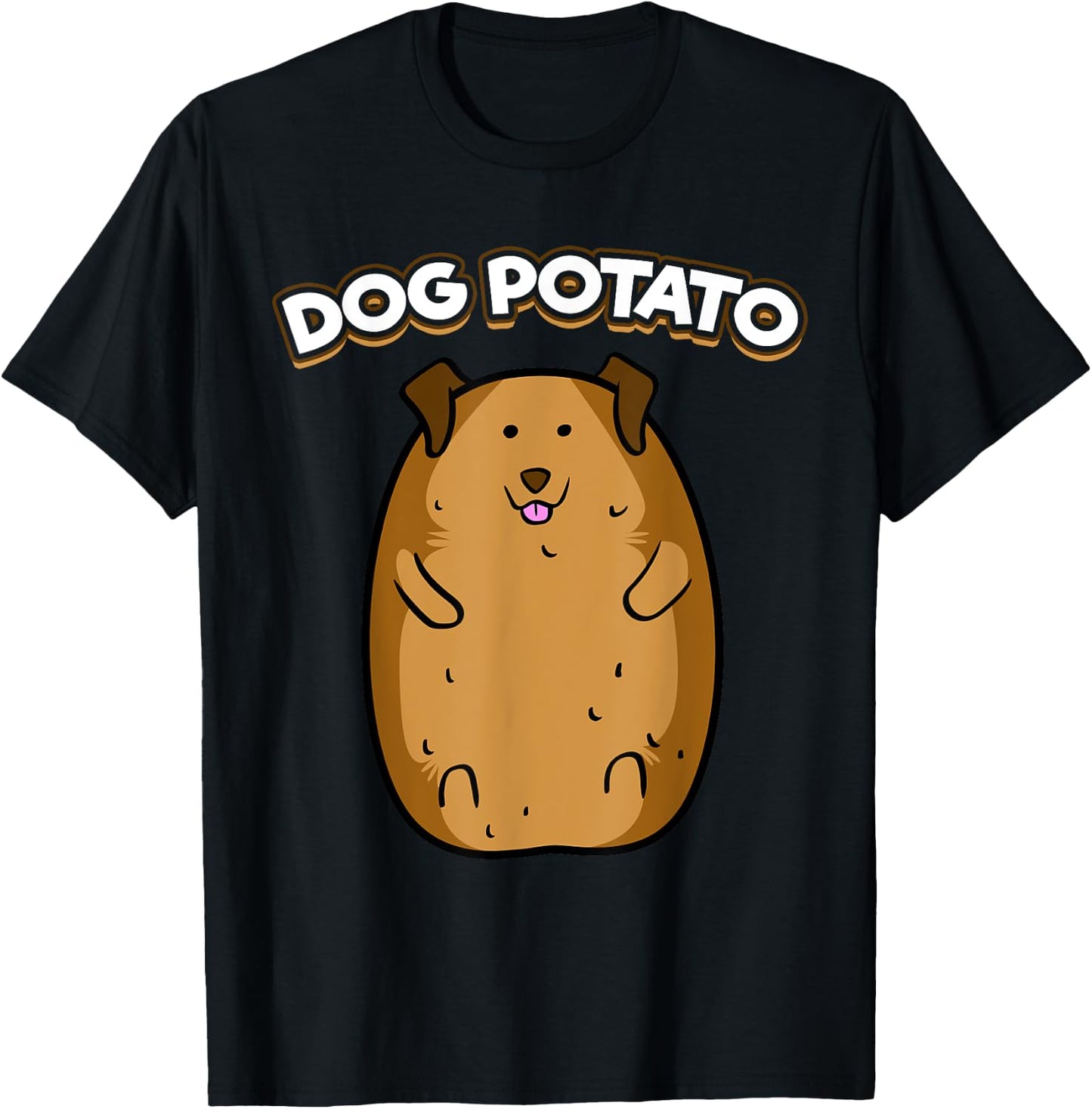 Dog Potato Funny Cute Fat Potato Canine Animal Women Girls Kids T-Shirt - T-Shirt | Black