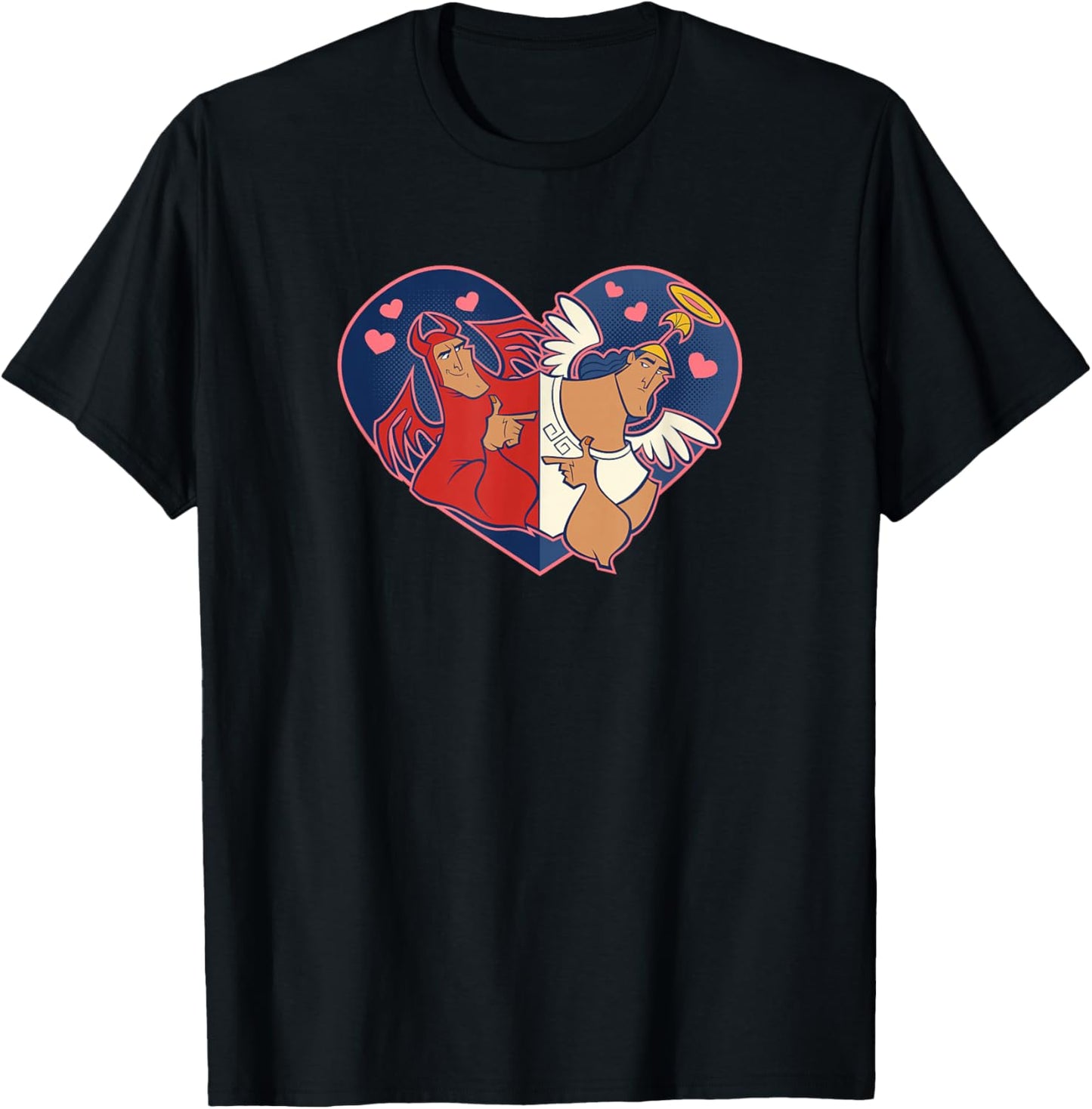Disney Valentine's Emperor's New Groove Kronk Angel & Devil Small T-Shirt - T-Shirt | Black