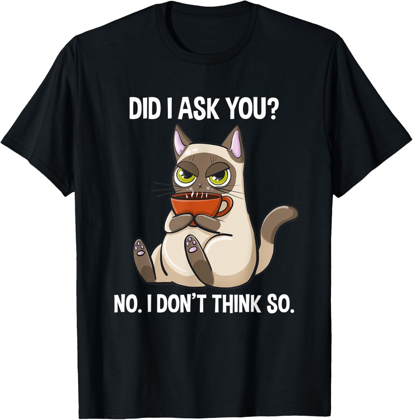 Did I Ask You No I Don't Think So Funny Sarcastic Coffee Cat Women T-Shirt - T-Shirt | Black