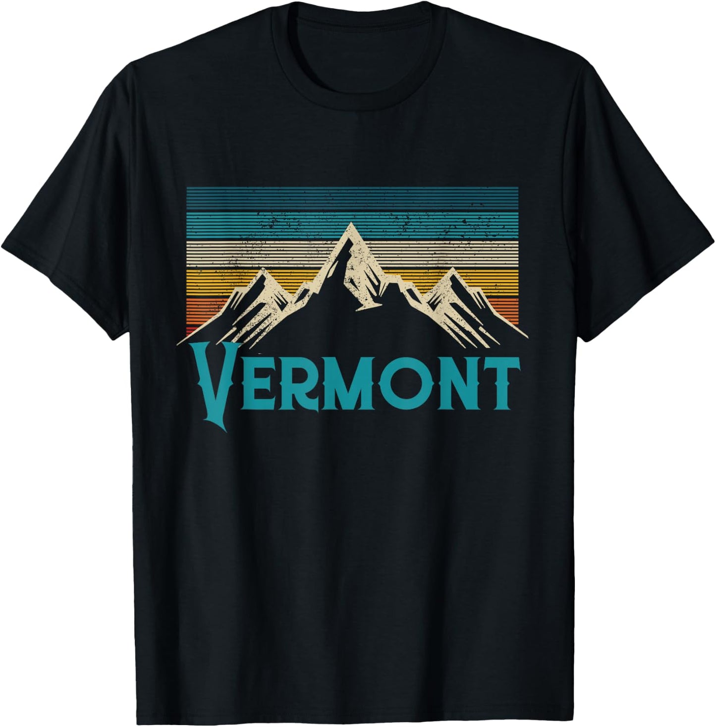 Vermont Vintage Mountains Retro Hiking Souvenir Gift T-Shirt - T-Shirt | Black