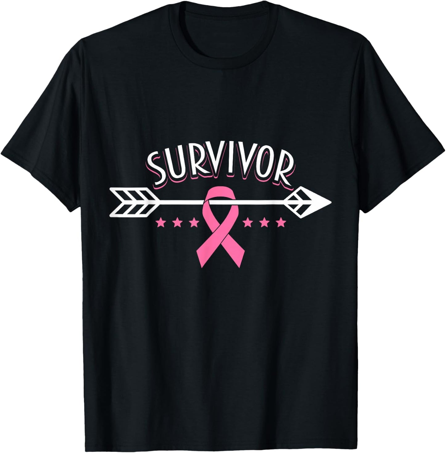 Survivor Pink Ribbon Breast Cancer Awareness Arrow T-Shirt - T-Shirt | Black
