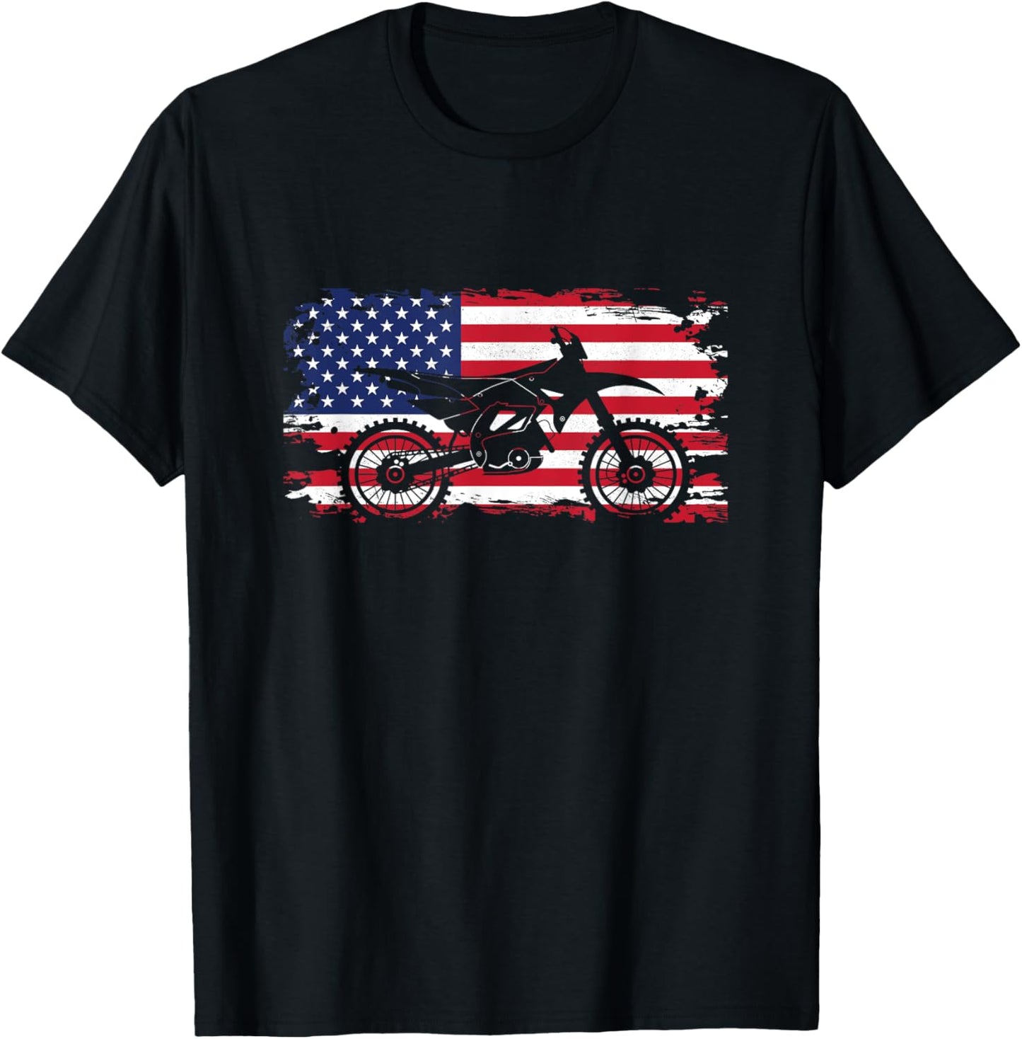 American Flag Motocross Apparel - Motocross Dirt Bike T-Shirt - T-Shirt | Black