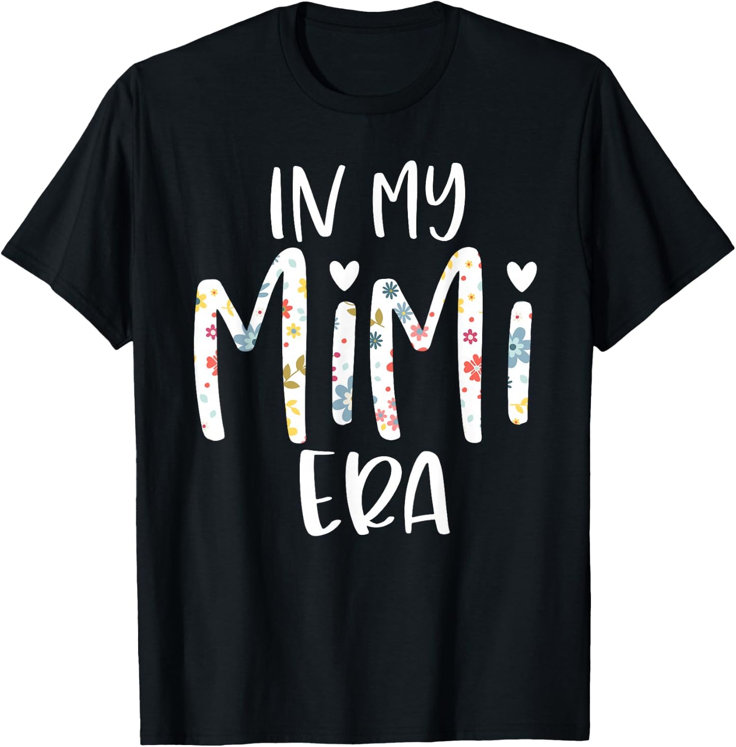 in My Mimi Era Flower Letter Floral for Mimi T-Shirt - T-Shirt | Black