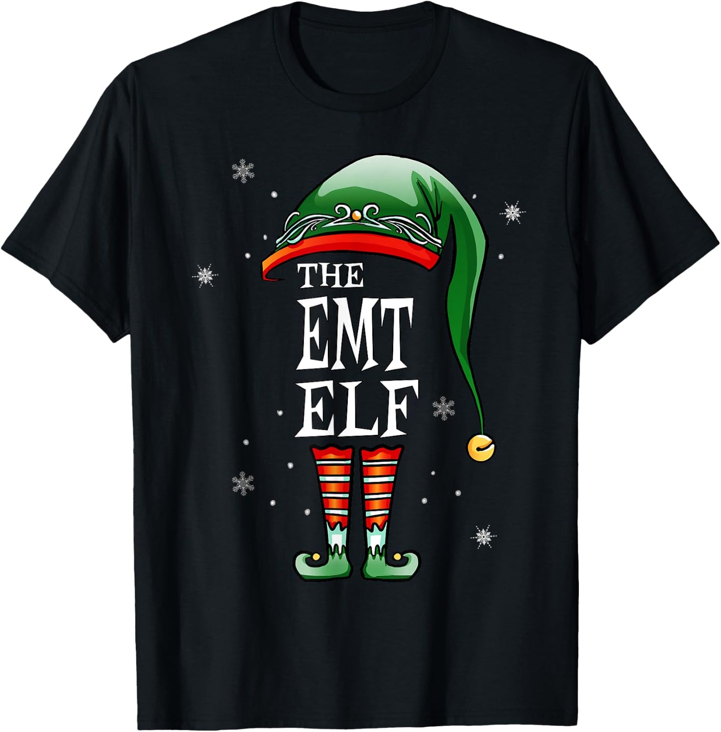 Matching Family Funny The Emt Elf Christmas T-Shirt - T-Shirt | Black