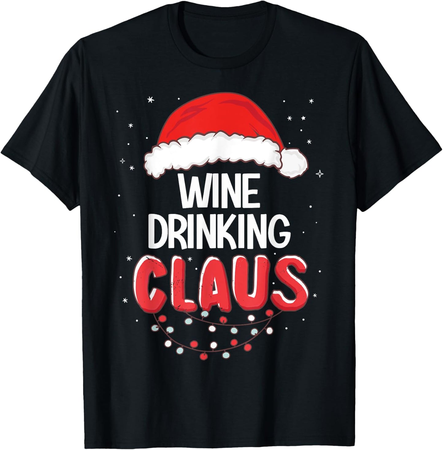 Wine Drinking Santa Claus Christmas Matching Costume T-Shirt - T-Shirt | Black