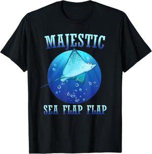Majestic Sea Flap Flap Stingray T-Shirt - T-Shirt | Black