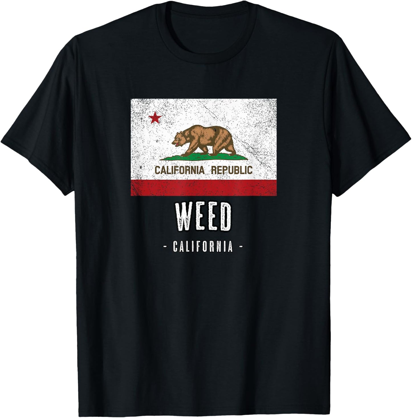 WEED California | City CA USA California Flag T-Shirt - T-Shirt | Black