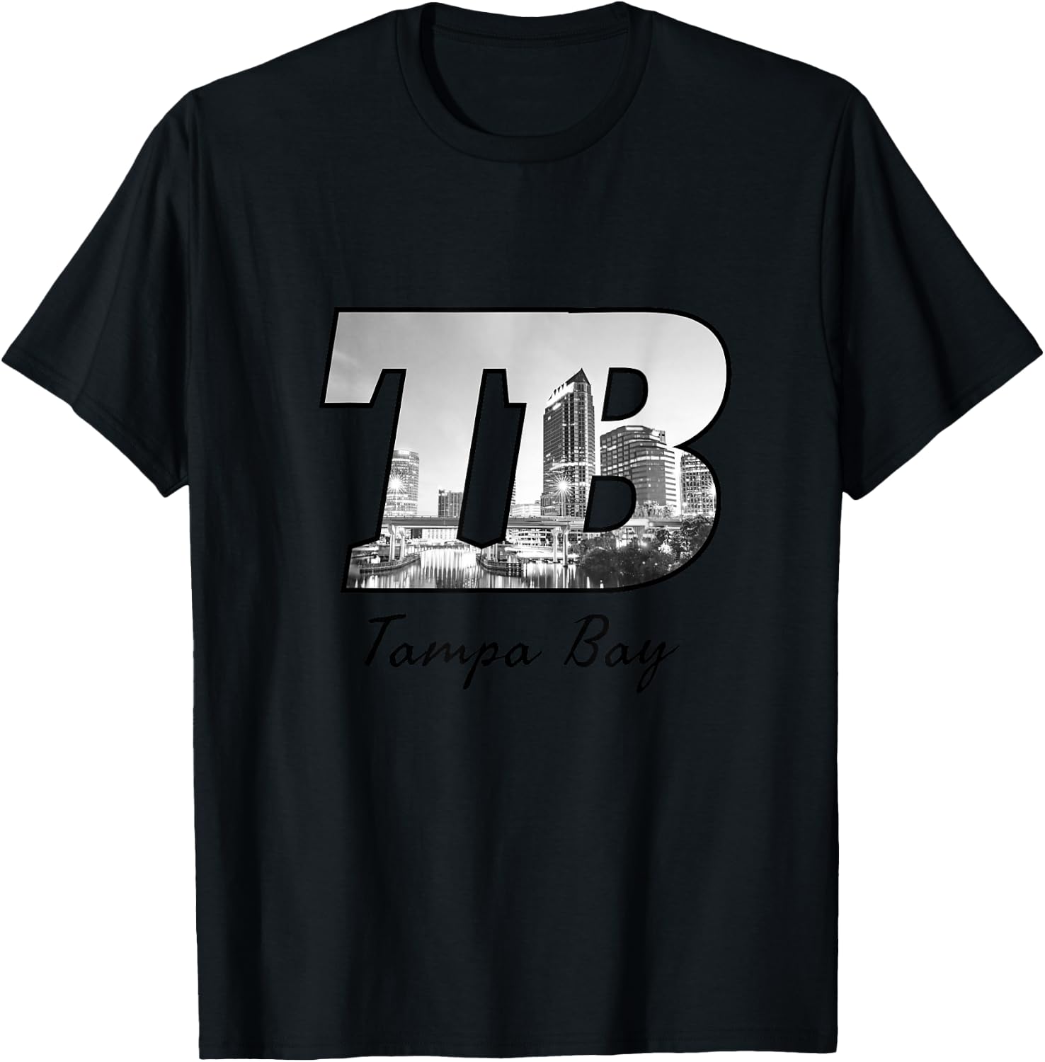 TB Tampa Bay City Skyline of Tampa Bay, Florida T-Shirt - T-Shirt | Black