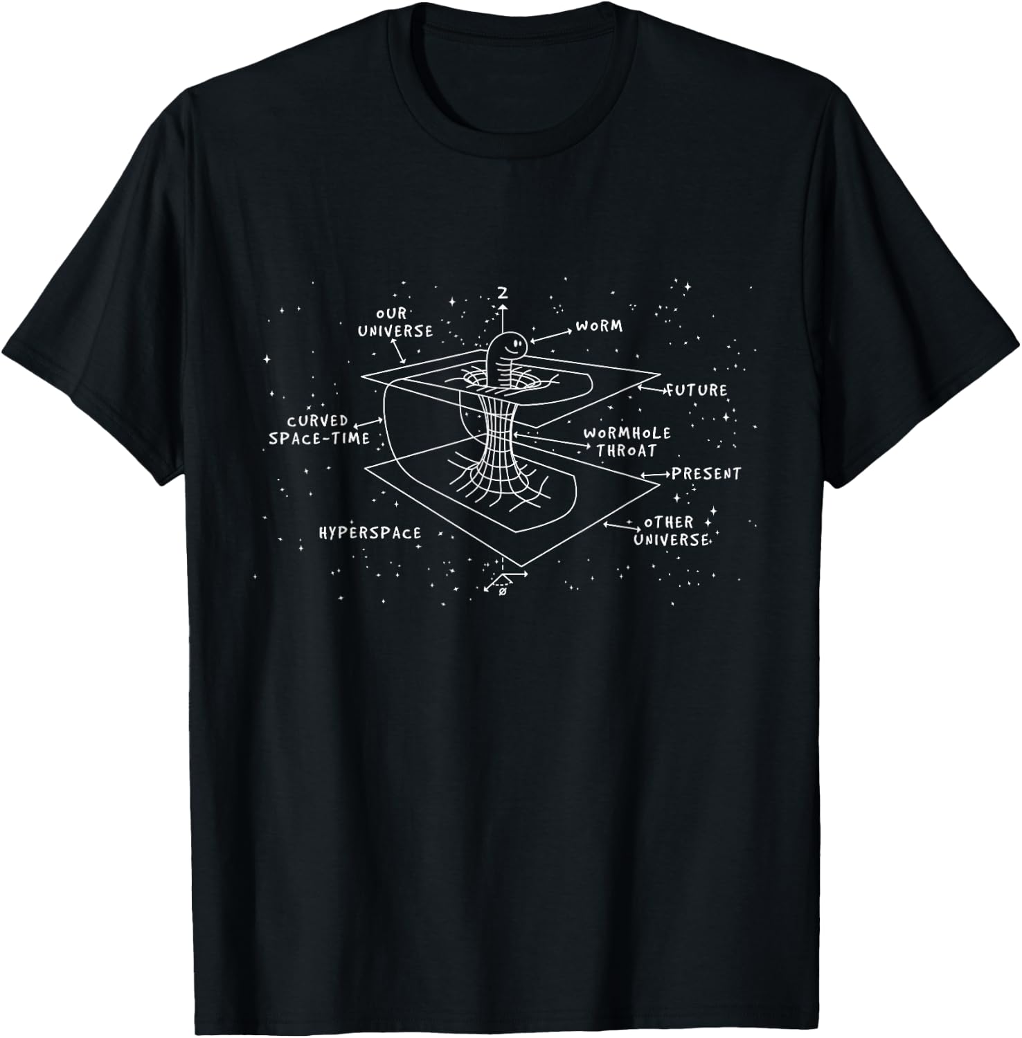 Astrophysics Gift - Time Curve Physics Worm Hole T-Shirt - T-Shirt | Black