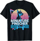 Miniature Pinscher Gifts Miniature Pinscher Retro Graphic Dog Fans Women's -Adults Classic Fit Black Short Sleeve Cotton Polyester T-Shirt - T-Shirt | Black