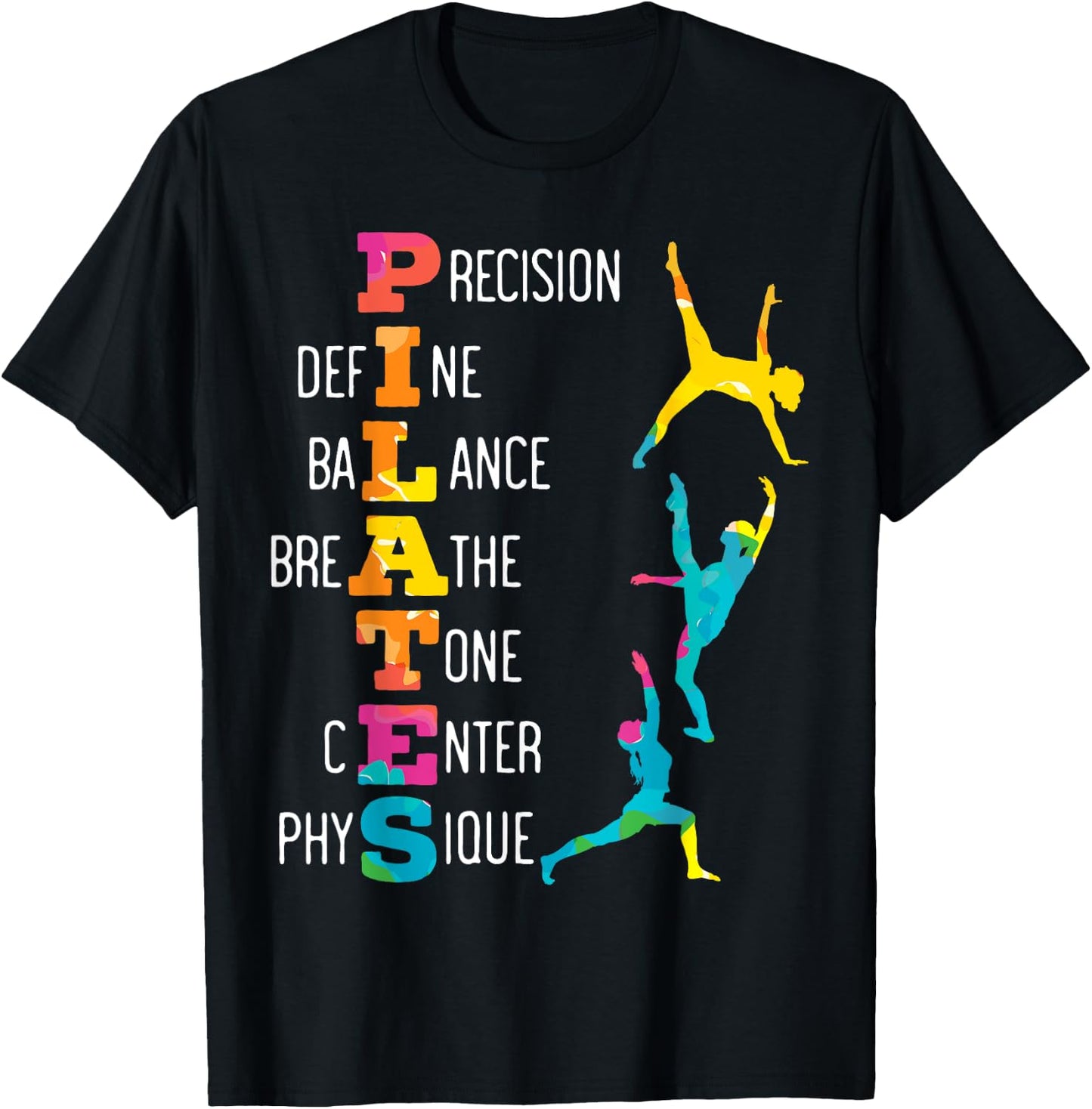 Pilates Fitness Exercise Training Contrology Meditation T-Shirt - T-Shirt | Black