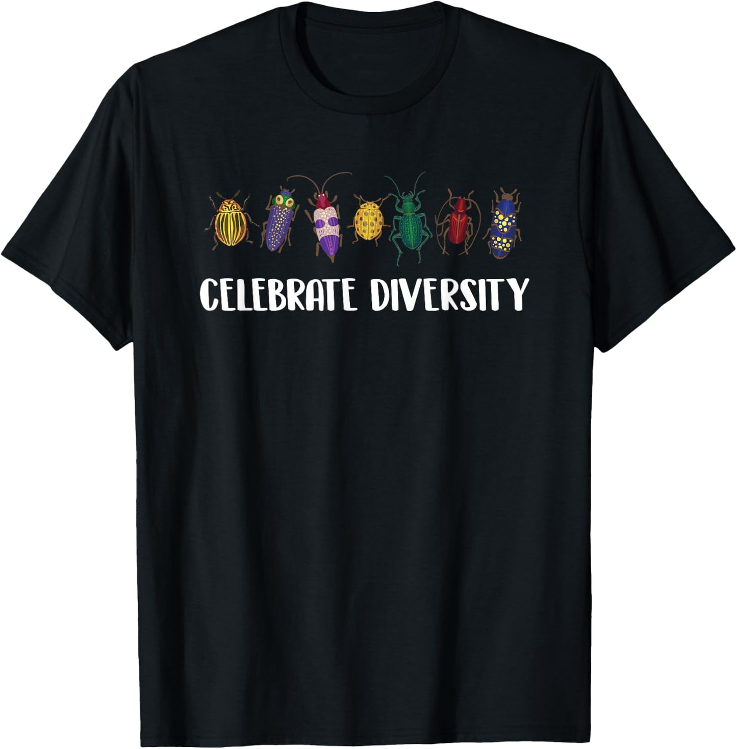 Funny Entomology Shirts Celebrate Diversity -Adults Insect Collector Black, Multicolor Small T-Shirt - T-Shirt | Black
