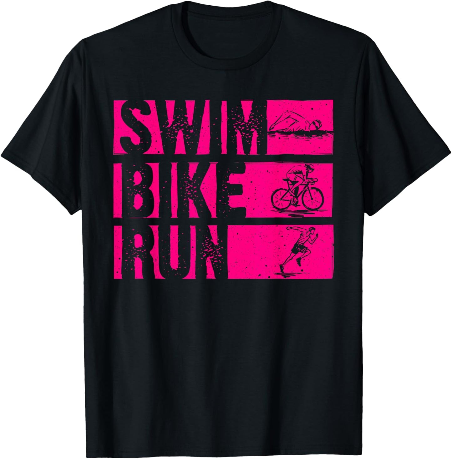 Funny Triathlon Swim Bike Run Design Men Women Triathletes T-Shirt - T-Shirt | Black