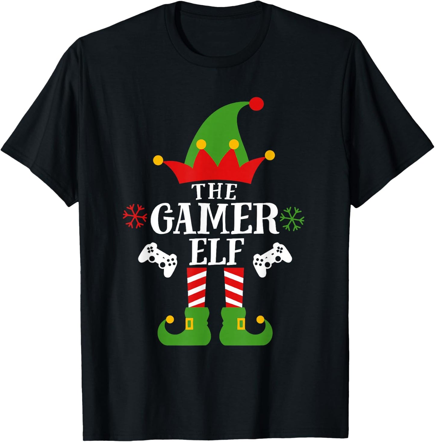 Gamer Elf Matching Video Game Christmas Pajama For Boys Kids T-Shirt - T-Shirt | Black