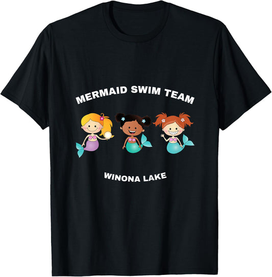 Kids Winona Lake, Indiana - Mermaid Swim Team Cute T-Shirt - T-Shirt | Black