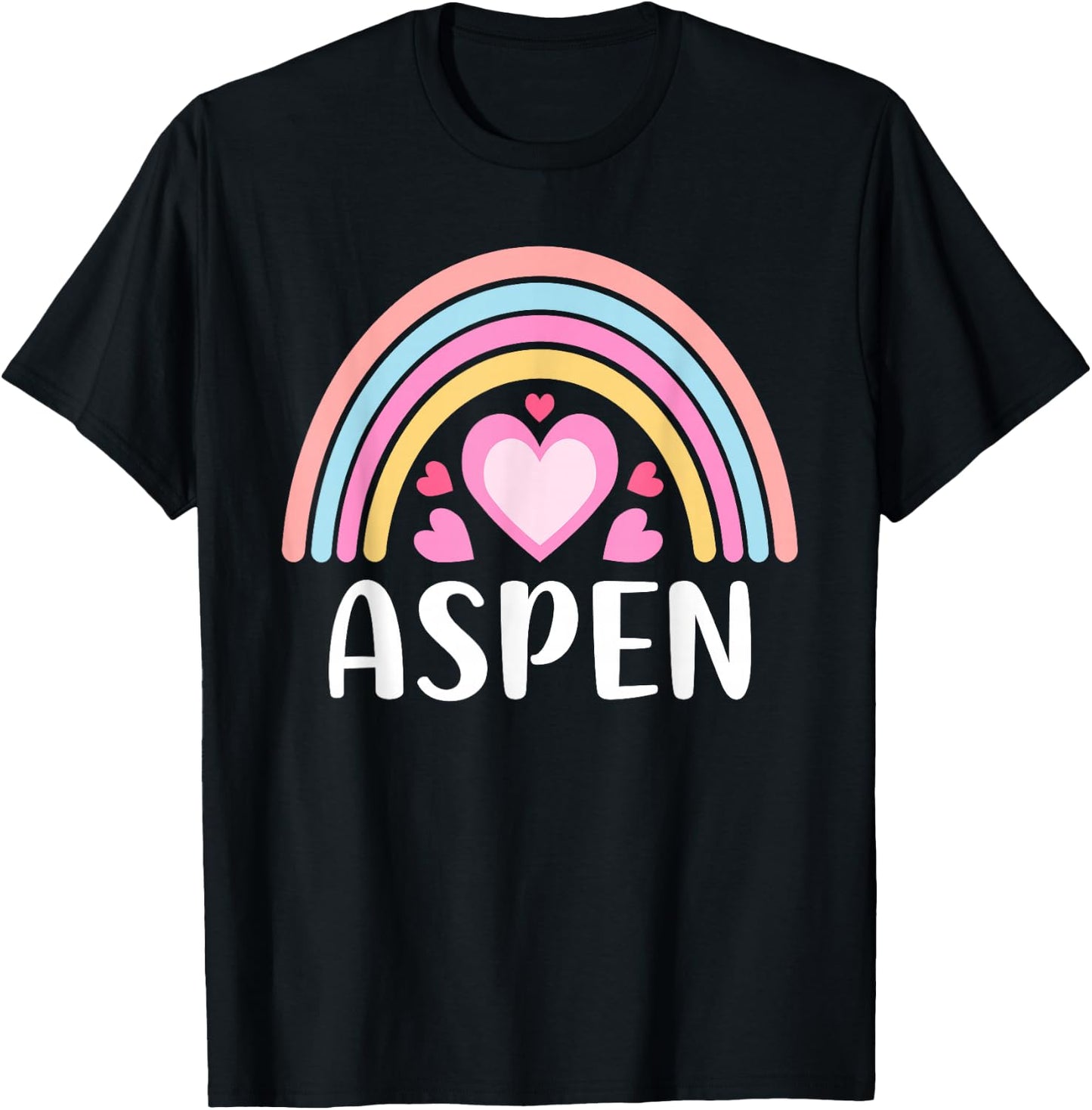 Aspen Colorado and Girls Cute Rainbow Aspen T-Shirt - T-Shirt | Black