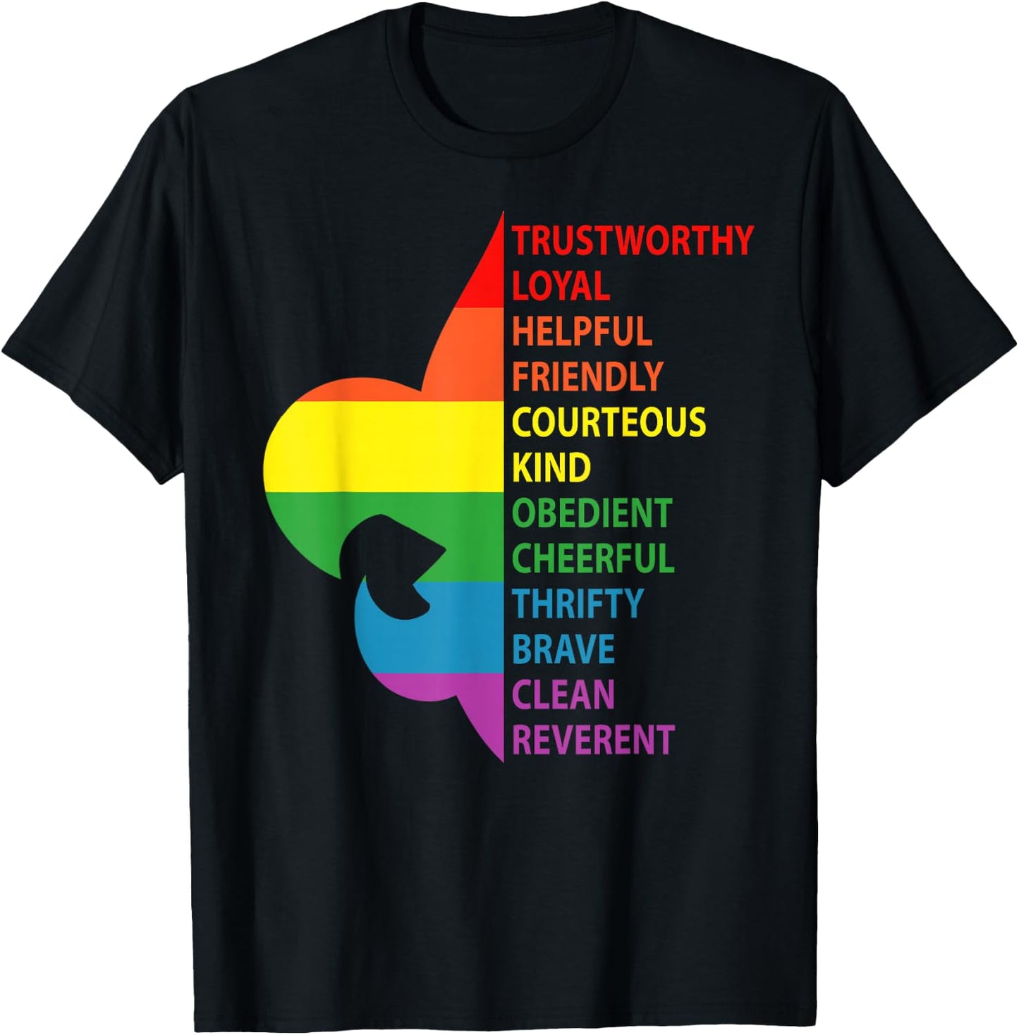 Cute Rainbow Style Scouting Law T-Shirt - T-Shirt | Black
