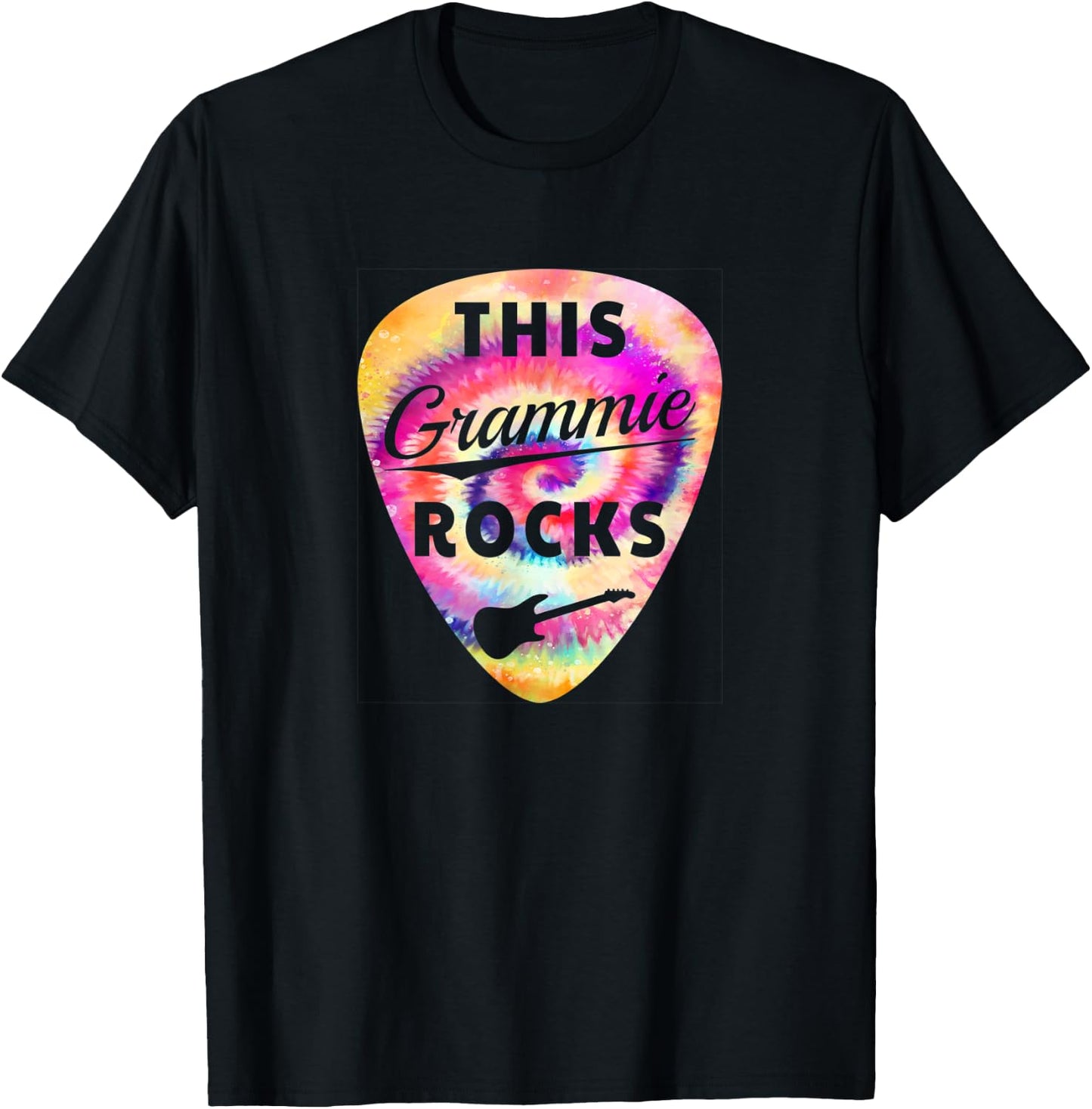 Personalized This Grammie Rocks - Fun Tie Dye Guitar Pick T-Shirt - T-Shirt | Black