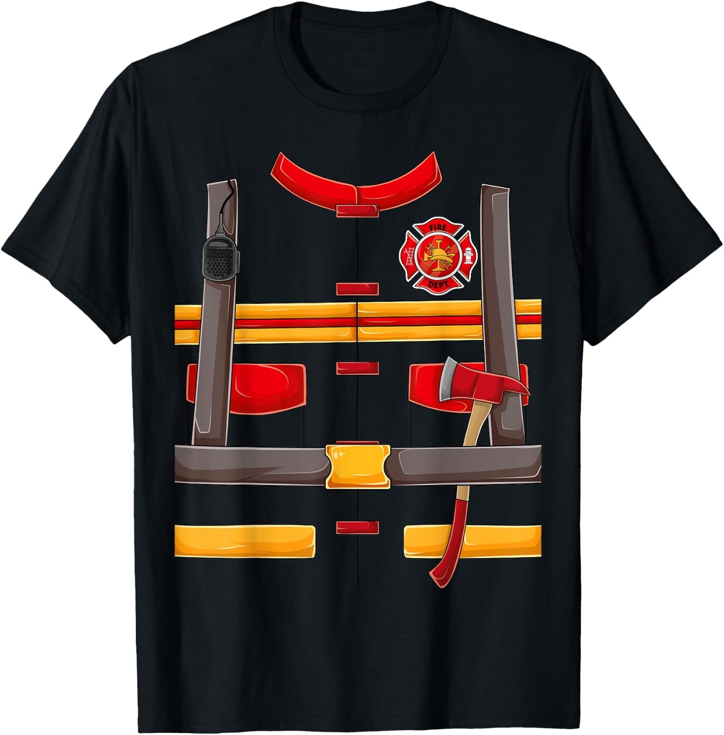 Firefighter Fireman Halloween Costume for Boys kids men DIY T-Shirt - T-Shirt | Black