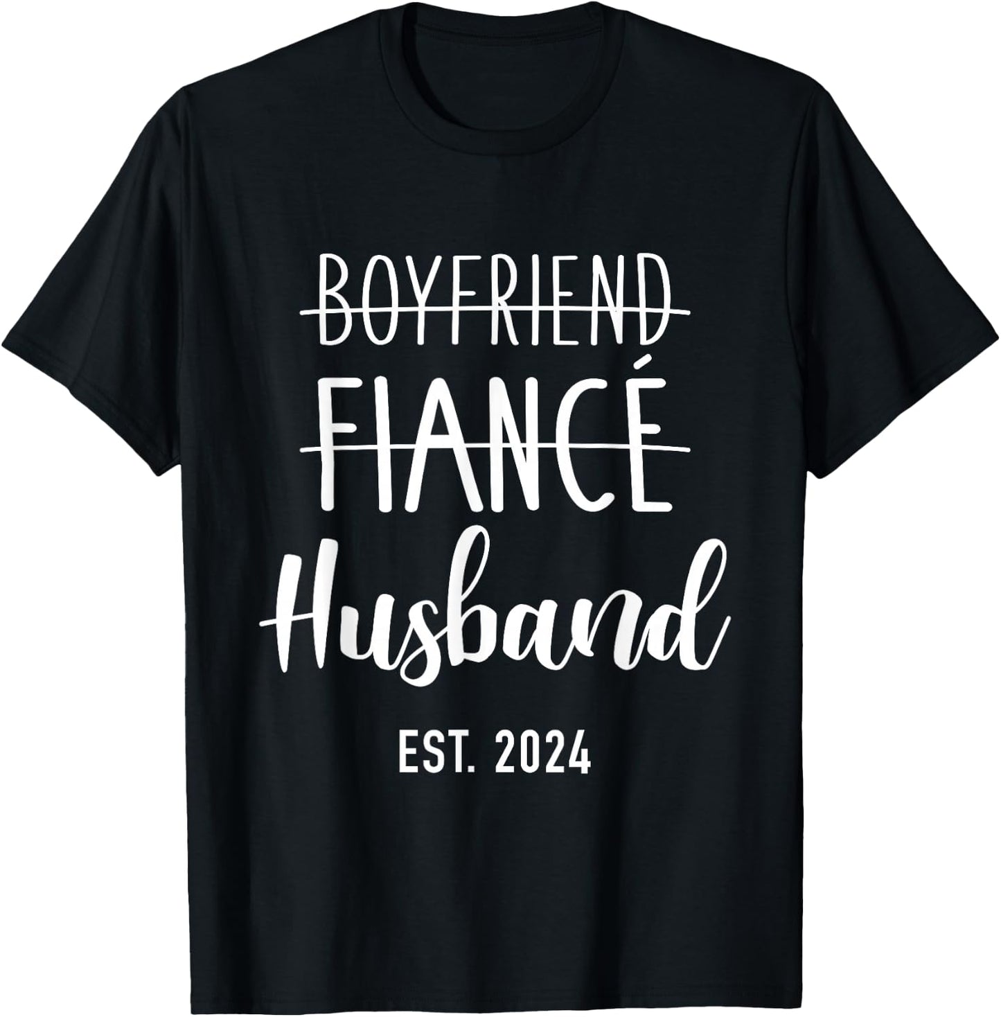 Boyfriend fiancé husband 2024 for wedding and honeymoon T-Shirt - T-Shirt | Black