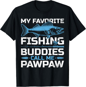 Funny My Favorite Fishing Buddies Call Me Pawpaw Fishing T-Shirt - T-Shirt | Black