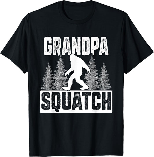 Squatchy Matching Family Bigfoot Shirts Grandpa Squatch T-Shirt - T-Shirt | Black