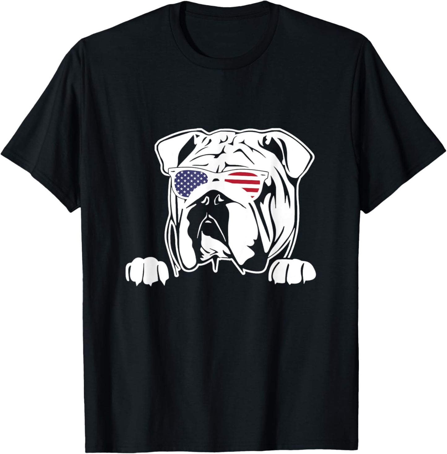 Olde English Bulldogge American Flag T-Shirt - T-Shirt | Black