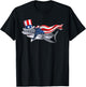 Shark For Boys, Kids American Flag Fourth Of July T-Shirt - T-Shirt | Black