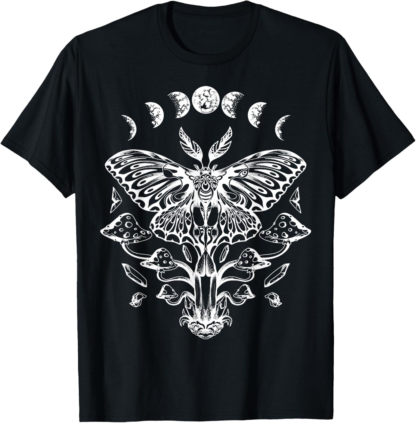 Moth Moon Phases Tarot Butterfly T-Shirt - T-Shirt | Black