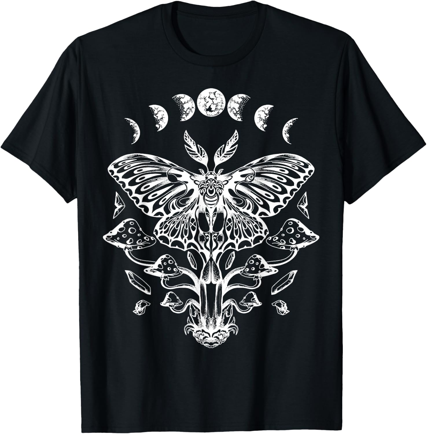 Moth Moon Phases Tarot Butterfly T-Shirt - T-Shirt | Black