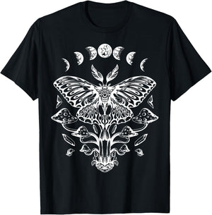 Moth Moon Phases Tarot Butterfly T-Shirt - T-Shirt | Black