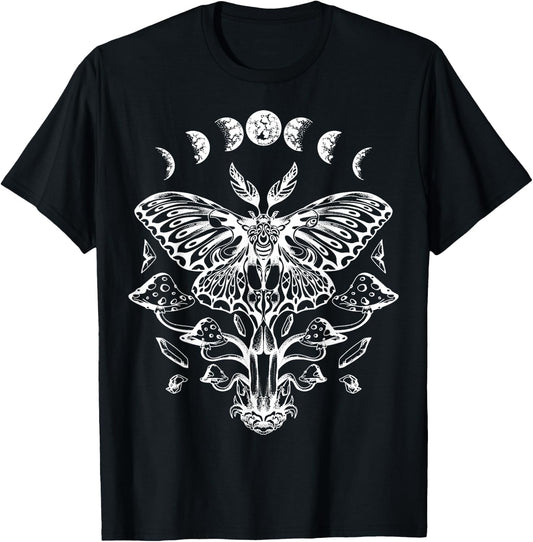 Moth Moon Phases Tarot Butterfly T-Shirt - T-Shirt | Black
