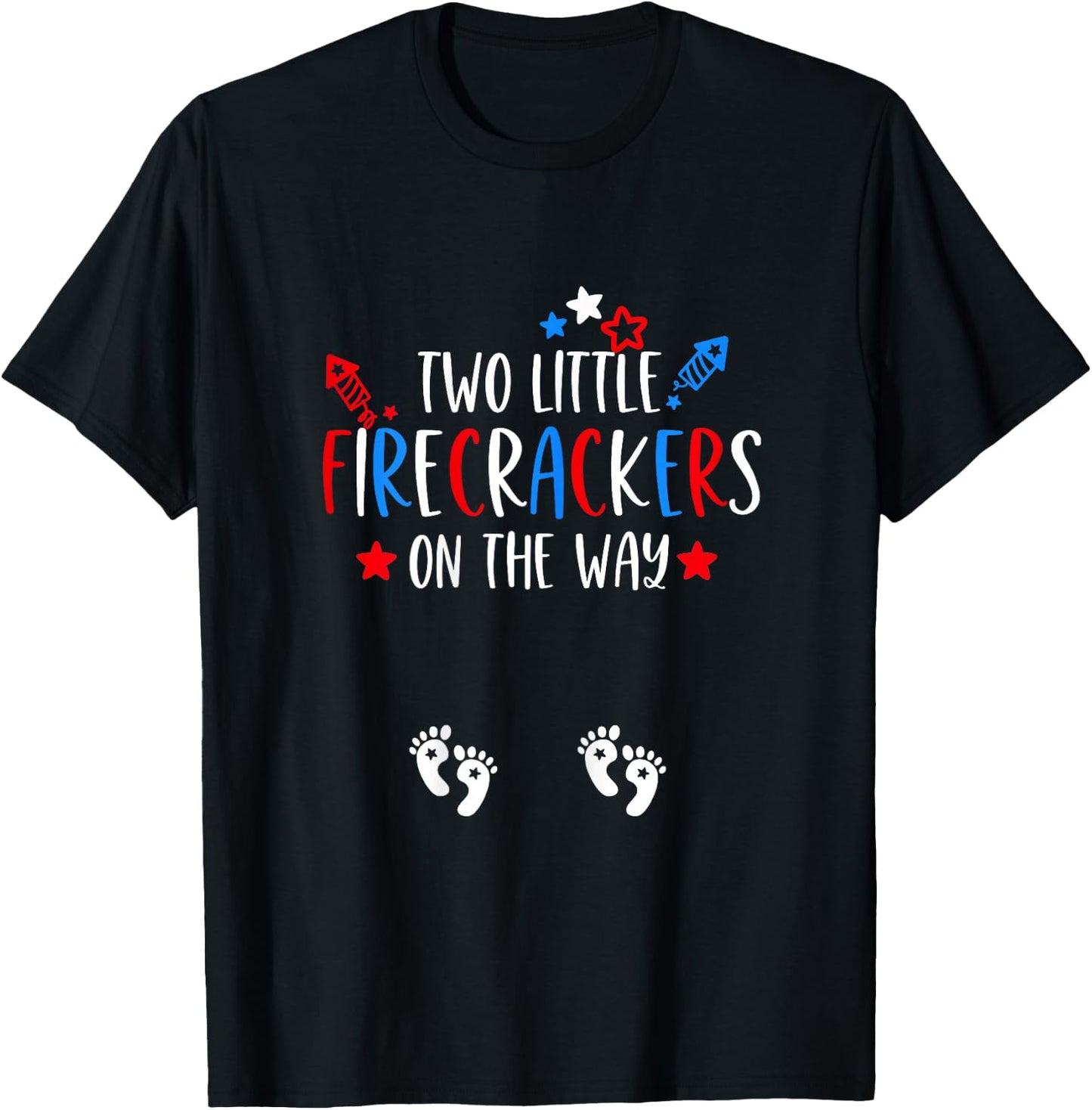 Twins Pregnancy 4th of July Baby Announcement Pregnant Mom T-Shirt - T-Shirt | Black
