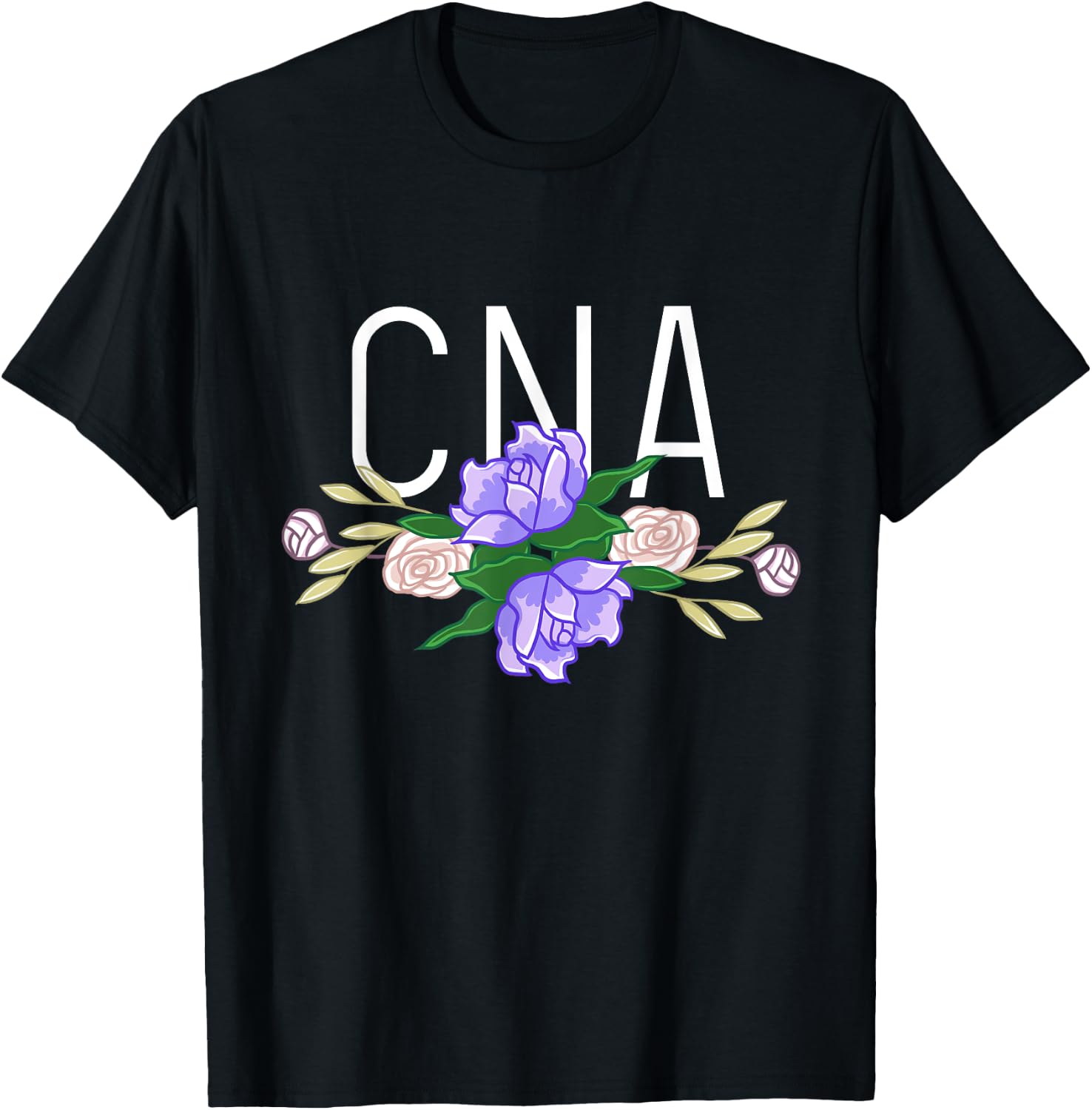 CNA Floral Bar Certified Nursing Assistant Nurse Aide Gift T-Shirt - T-Shirt | Black