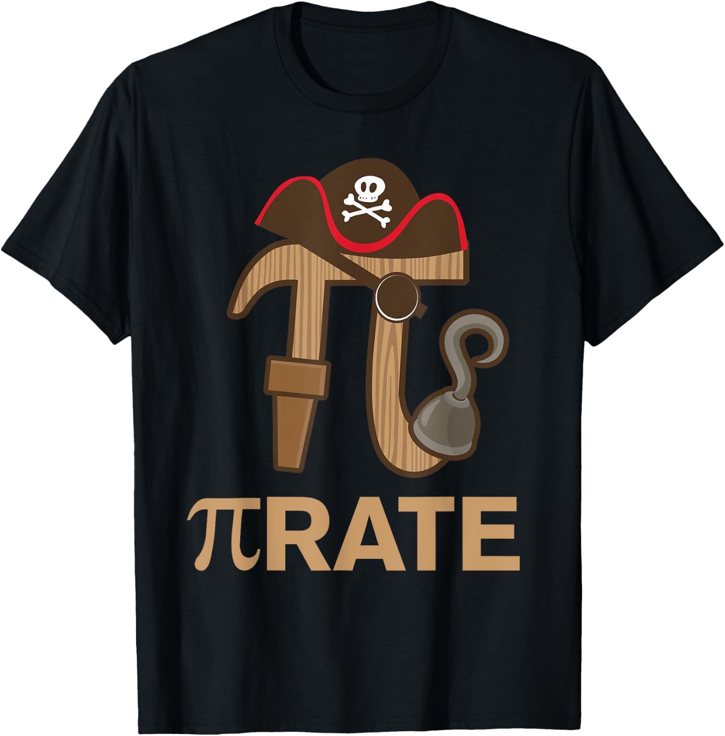 Pirate - Funny Math Geek 3.14 Hat Hook Pi Day March 14 Pun T-Shirt - T-Shirt | Black