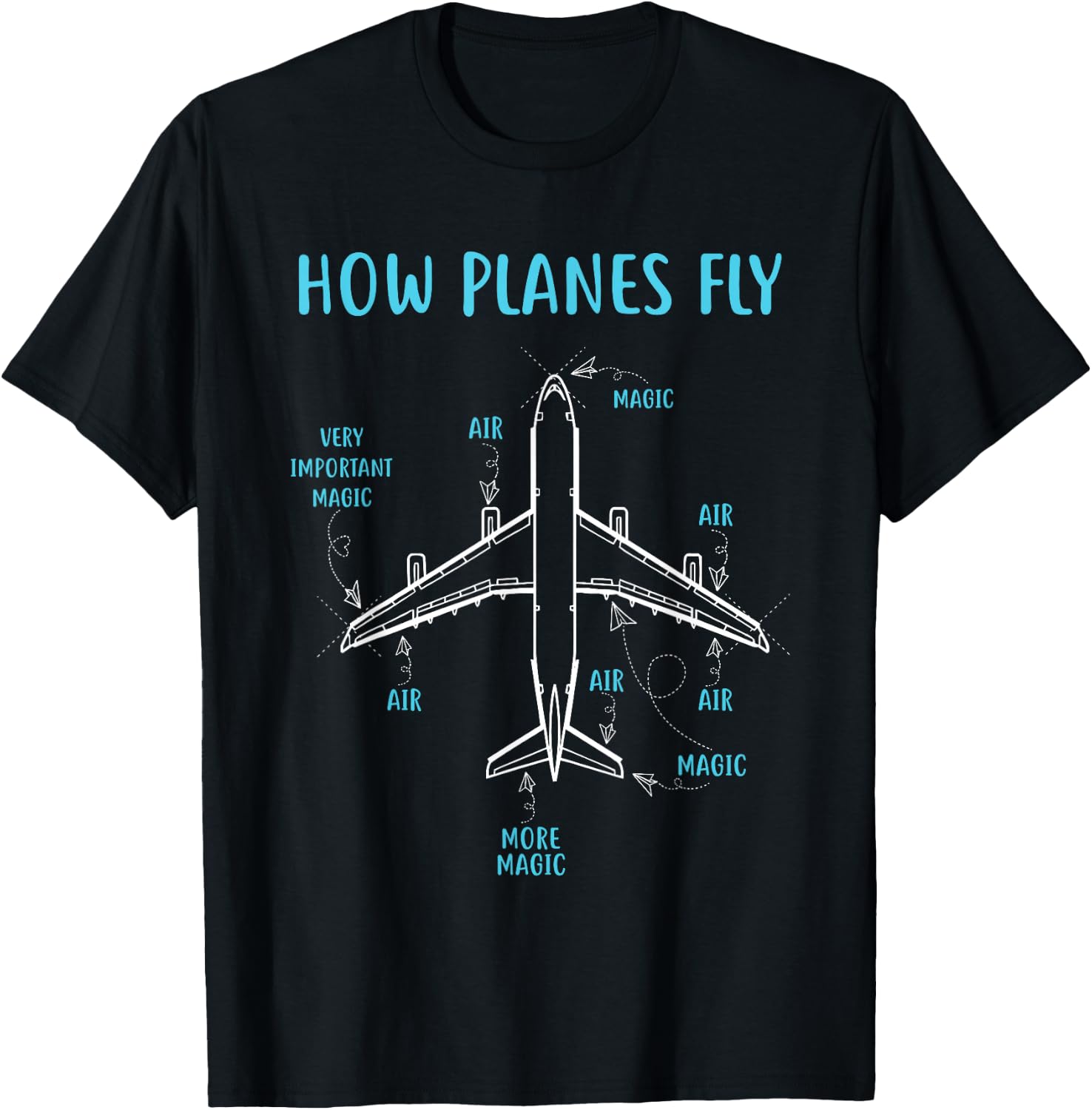 How Planes Fly Funny Aviation Engineer Pilot Airplane T-Shirt - T-Shirt | Black