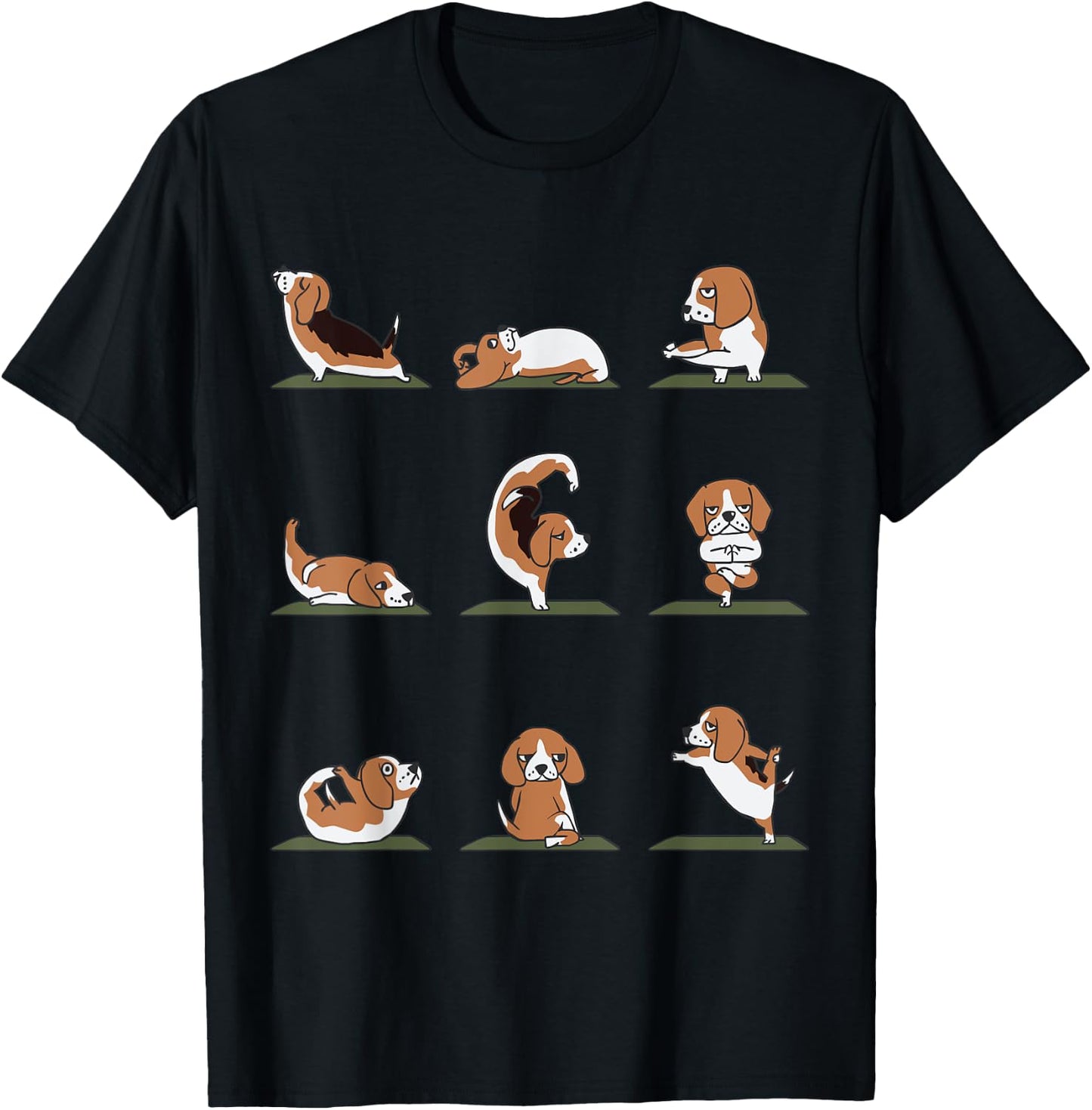 Beagle Yoga Asana Pose and Meditation by Huebucket T-Shirt - T-Shirt | Black